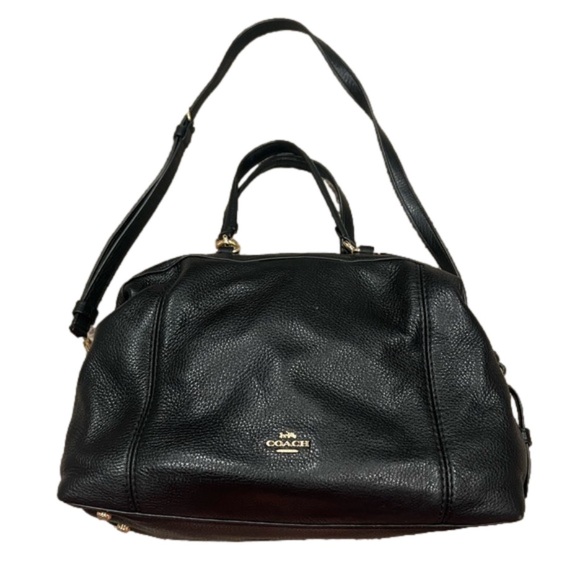 Coach Handbags - Coach Lenox Pebble Leather Satchel w/ Crossbody Strap - Black